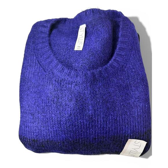 Stylus Men's Blue and Black Color Block Sweater - Picture 2 of 4